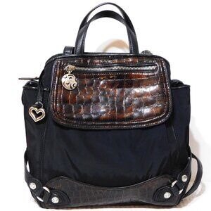 Brighton " Bennett" Leather & Nylon Convertible Shoulder  Backpack Handb…